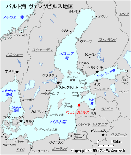 バルト海 ヴェンツピルス地図