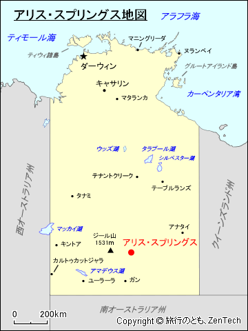 ノーザンテリトリー アリス・スプリングス地図