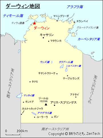 ノーザンテリトリー ダーウィン地図