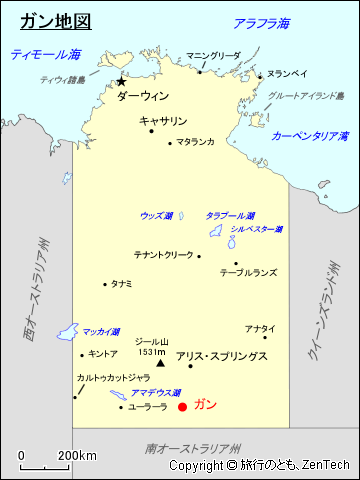 ノーザンテリトリー ガン地図