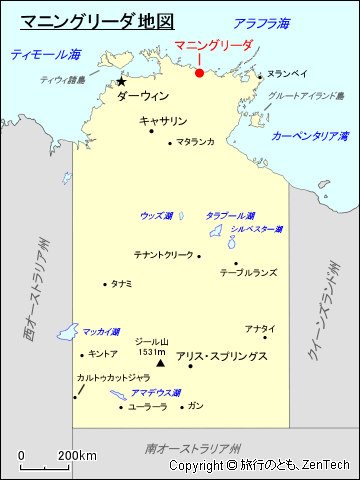 ノーザンテリトリー マニングリーダ地図