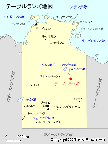 ノーザンテリトリー テーブルランズ地図