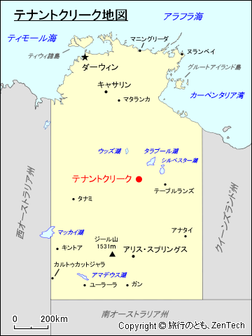 ノーザンテリトリー テナントクリーク地図