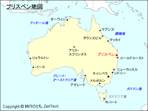 クイーンズランド州ブリスベン地図