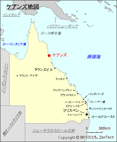 クイーンズランド州ケアンズ地図