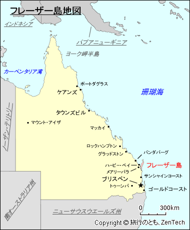 クイーンズランド州フレーザー島地図