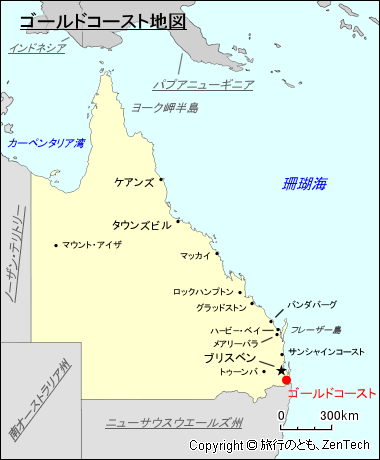 クイーンズランド州ゴールドコースト地図