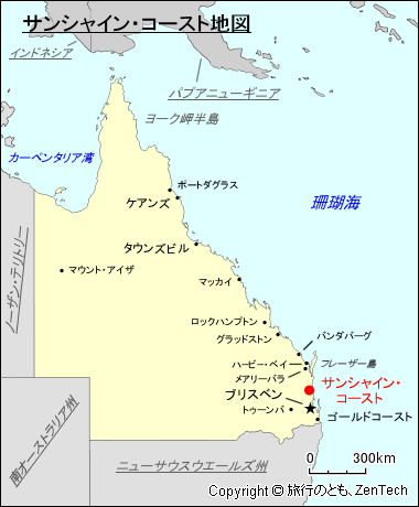 クイーンズランド州サンシャイン・コースト地図