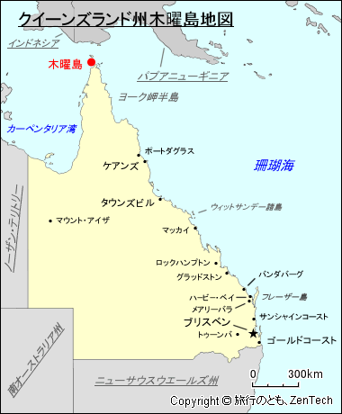 クイーンズランド州木曜島地図