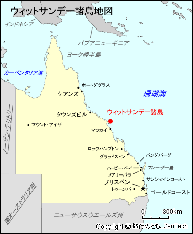 クイーンズランド州ウィットサンデー諸島地図