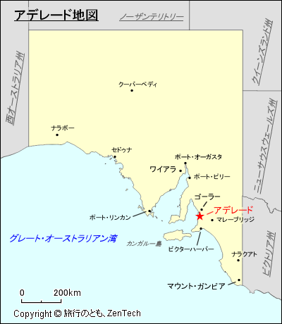 南オーストラリア州アデレード地図