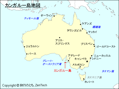 南オーストラリア州カンガルー島地図