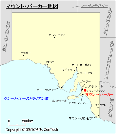 南オーストラリア州マウント・バーカー地図