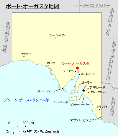 南オーストラリア州ポート・オーガスタ地図