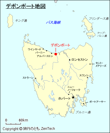 タスマニア州デボンポート地図