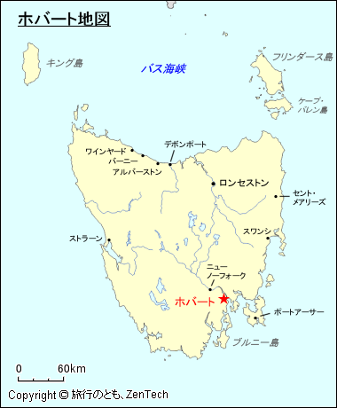タスマニア州ホバート地図