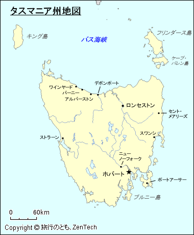 タスマニア州地図