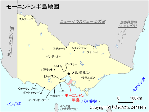 ビクトリア州モーニントン半島地図