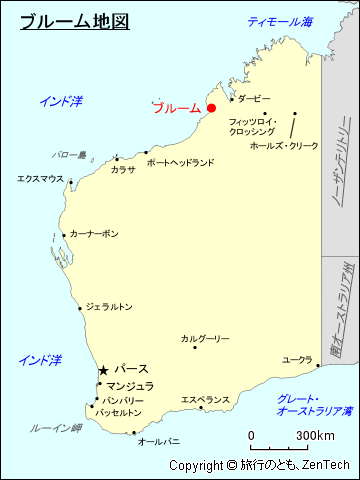 西オーストラリア州ブルーム地図