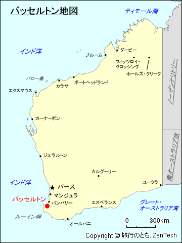 西オーストラリア州バッセルトン地図