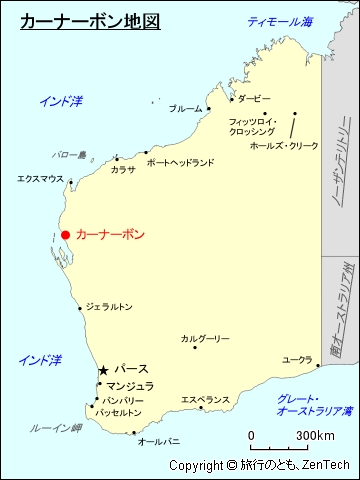 西オーストラリア州カーナーボン地図