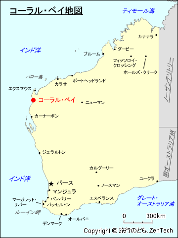 西オーストラリア州コーラル・ベイ地図