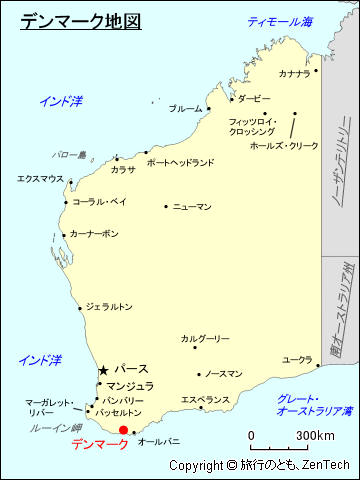 西オーストラリア州デンマーク地図