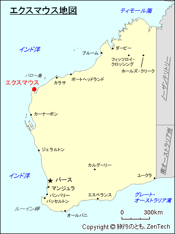 西オーストラリア州エクスマウス地図