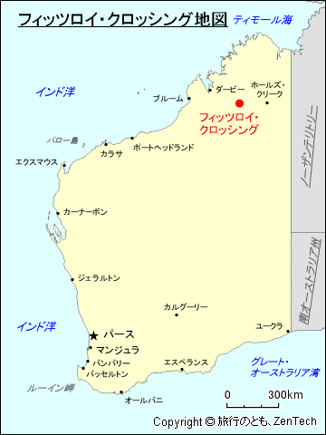 西オーストラリア州フィッツロイ・クロッシング地図