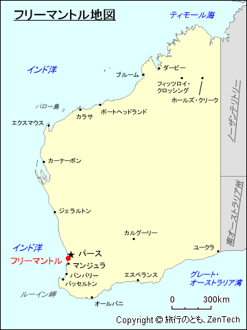 西オーストラリア州フリーマントル地図