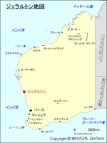 西オーストラリア州ジェラルトン地図