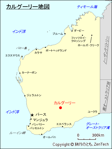 西オーストラリア州カルグーリー地図