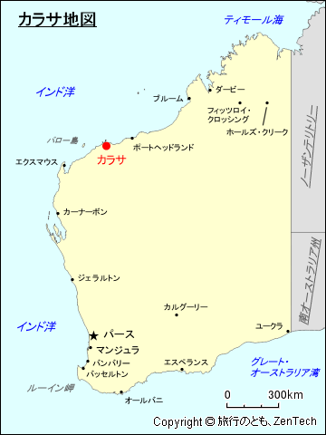 西オーストラリア州カラサ地図