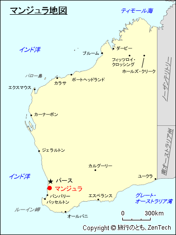 西オーストラリア州マンジュラ地図