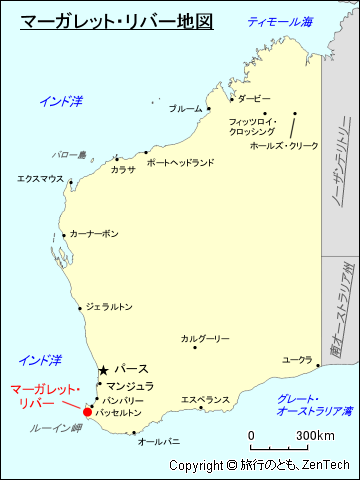 西オーストラリア州マーガレット・リバー地図