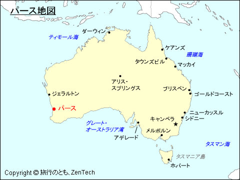 西オーストラリア州パース地図