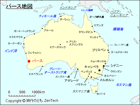 西オーストラリア州パース地図