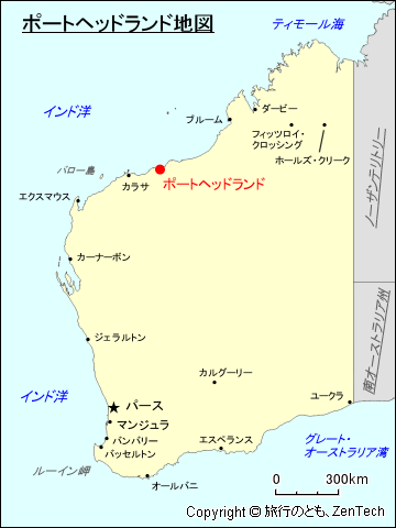 西オーストラリア州ポートヘッドランド地図