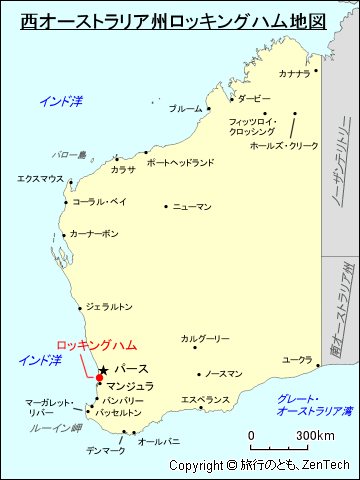 西オーストラリア州ロッキングハム地図