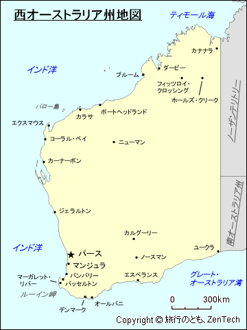 西オーストラリア州地図