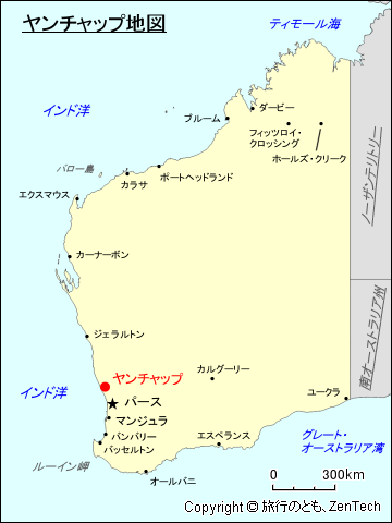 西オーストラリア州ヤンチャップ地図