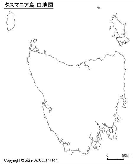 タスマニア島 白地図
