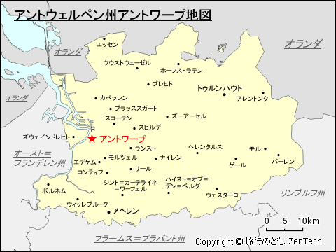 アントウェルペン州アントワープ地図