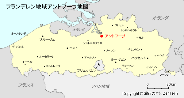 フランデレン地域アントワープ地図