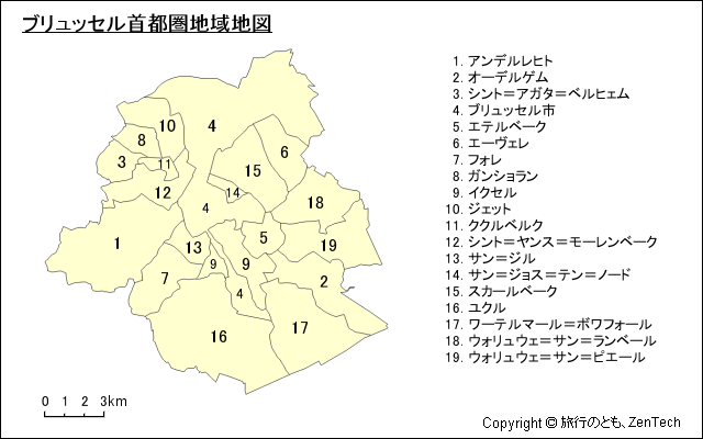 ブリュッセル首都圏地域地図