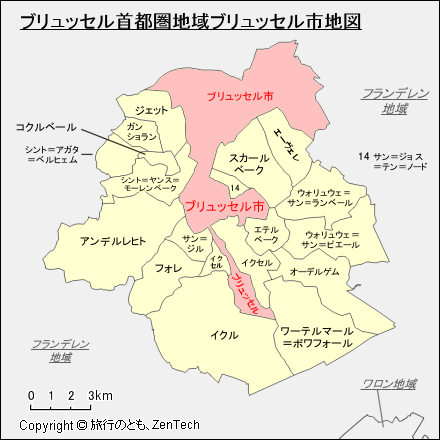 ブリュッセル首都圏地域ブリュッセル市地図