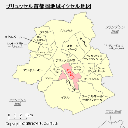 ブリュッセル首都圏地域イクセル地図