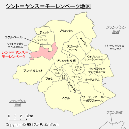 ブリュッセル首都圏地域シント＝ヤンス＝モーレンベーク地図