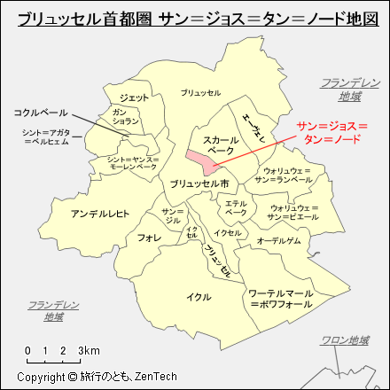 ブリュッセル首都圏地域サン＝ジョス＝タン＝ノード地図