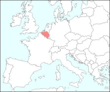 西ヨーロッパにおけるベルギー地図